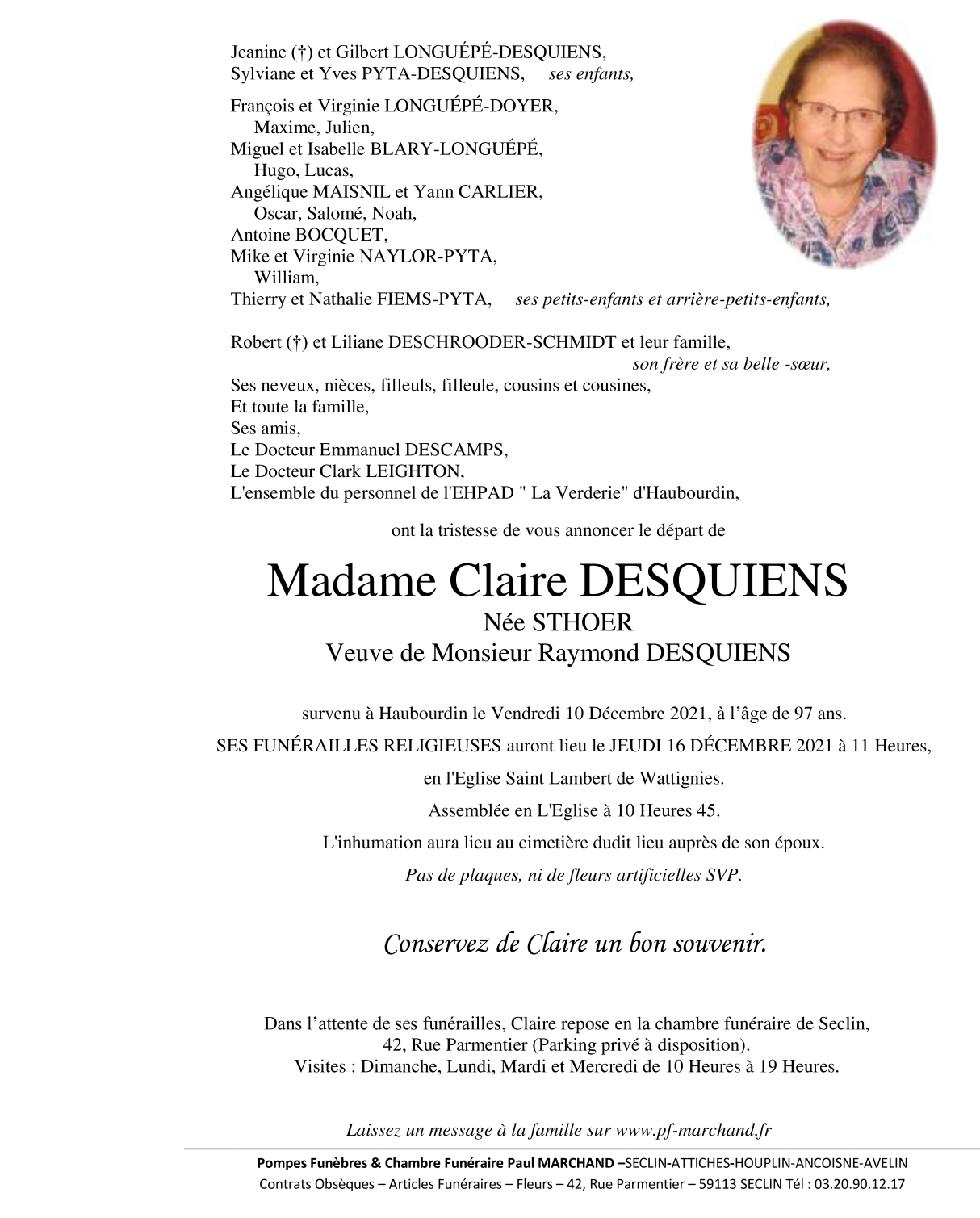 Pompes Funebres Durot A Haubourdin Faire Part