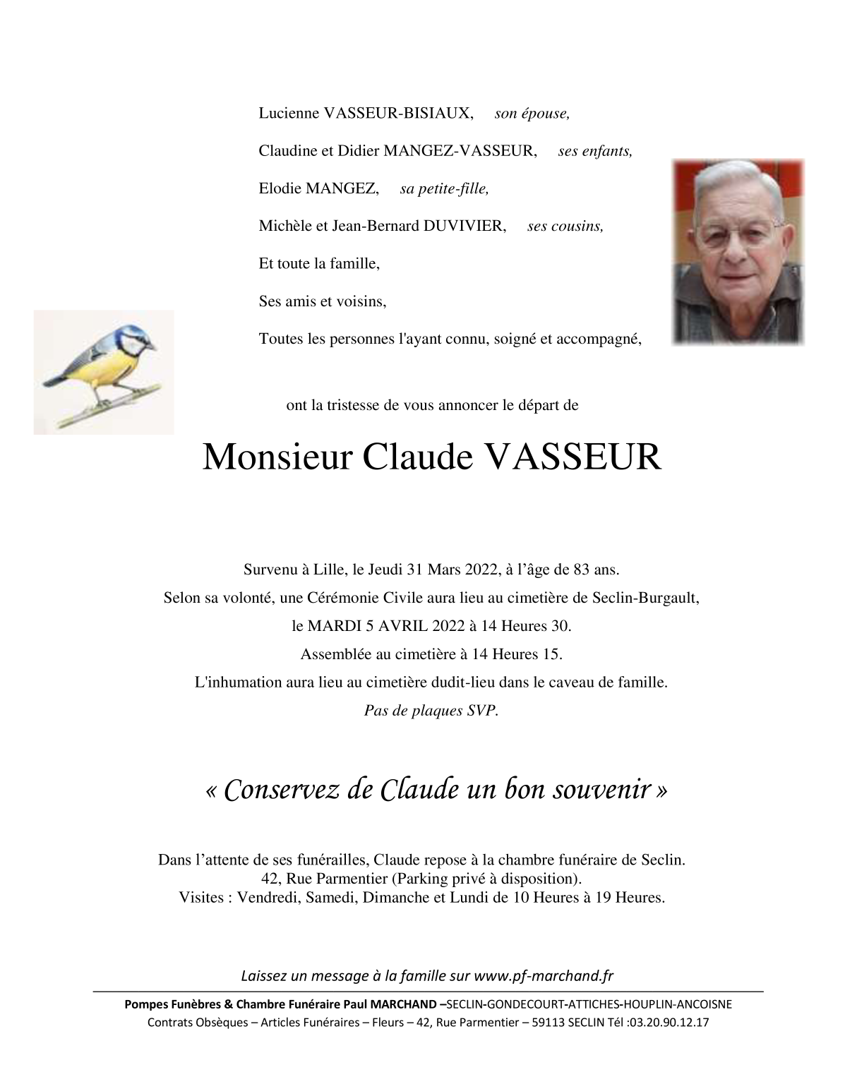 Pompes Funebres Vasseur Arques Avis De Deces